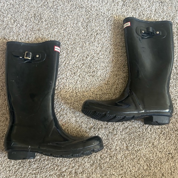 Hunter Shoes - Hunter Glossy Black Waterproof Boot Unisex Men's Size 9 Women's 10 Original Tall